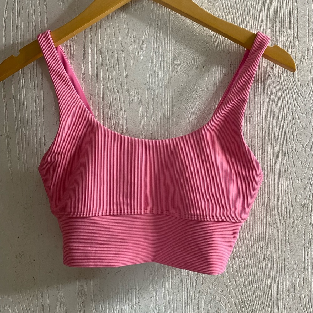 Love Shack Fancy x Beach Riot Sports Bra  Ribbed Swim Top Pink Women Sz Small